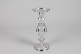 IH-000179 Bougeoir sur pied en verre D11.3cm H29cm