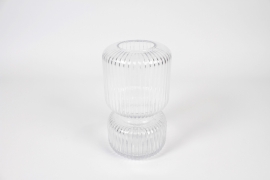 IH-000185 Clear glass vase D11.5cm H21.5cm