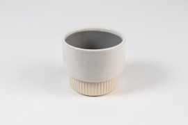 J6-000015 Cache-pot en céramique crème D12.5cm H11cm