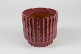 J6-000023 Cache-pot en céramique framboise D17.5cm H16cm