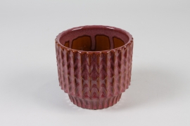 J6-000025 Cache-pot en céramique framboise D12.5cm H11cm