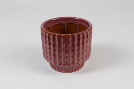 J6-000026 Cache-pot en céramique framboise D11cm H9cm