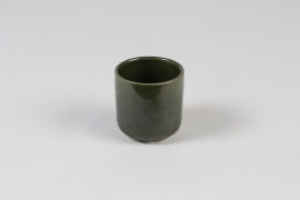 J6-000038 Cache-pot en céramique vert olive D7cm H7cm