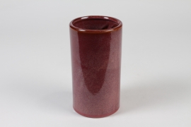 J6-000039 Dark pink ceramic vase D12cm H23cm