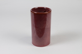 J6-000040 Dark pink ceramic vase D10cm H18cm