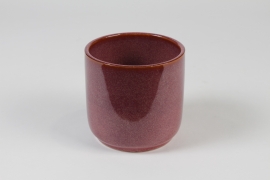 J6-000041 Cache-pot en céramique framboise D13cm H12.5cm