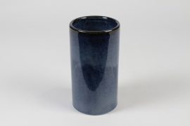 J6-000045 Dark blue ceramic vase D12cm H23cm