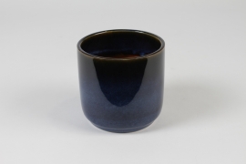 J6-000048 Dark blue ceramic planter D12cm H11cm