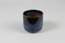 J6-000049 Dark blue ceramic planter D10.5cm H9.5cm