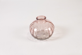 JO-000002 Pink glass bottle vase D10.5cm H8.5cm