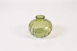 JO-000003 Olive green glass bottle vase D10.5cm H8.5cm