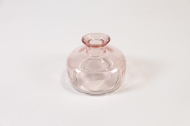 JO-000005 Pink glass bottle vase D9cm H7cm