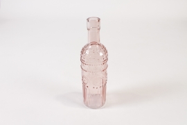 JO-000011 <br />
Pink glass bottle vase D5.5cm H20cm