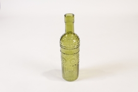 JO-000012 Olive green glass bottle vase D5.5cm H20cm