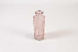 JO-000014 Pink glass bottle vase D5cm H13.5cm