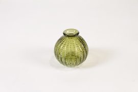 JO-000018 Vase bouteille en verre vert olive D8cm H8.5cm