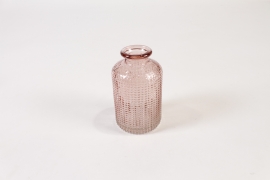 JO-000020 Pink glass bottle vase D6cm H10cm