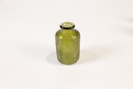 JO-000021 Olive green glass bottle vase D6cm H10cm