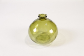 JO-000027 Olive green glass vase D12cm H11cm