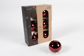 KI-000451 Box of 6 shiny red glass balls D8cm