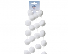 KI-000461 Guirlande boules de coton blanc D4cm H180cm