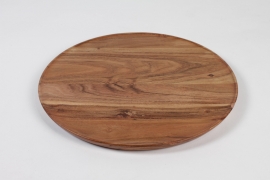 KI-000476 Acacia wood plate D37cm H1.7cm