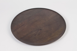 KI-000478 Assiette en bois de manguier marron D37cm H1.8cm