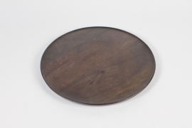 KI-000479 Assiette en bois de manguier marron D37cm H1.8cm