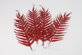 KI-000486 Red plastic palm leaf H30cm