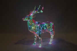 KI-000527 Cerf en plastique lumineux irisé 68x25cm H87cm