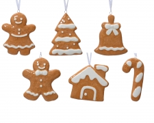 KI-000548 Assorted ceramic gingerbread hanging H9cm