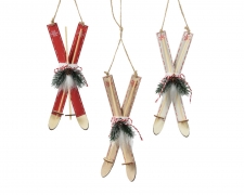 KI-000558 Assorted hanging pair of wooden ski H23cm