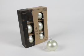 KI-000569 Box of 6 matte blanc glass balls D6cm