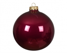 KI-000573 Boîte de 6 boules en verre rouge cerise brillant D8cm