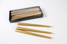 KI-000580 Box of 12 gold torch candles H25cm