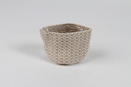 M5-000021 Cache-pot en jute ivoire D8.5cm H8.5cm