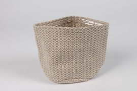 M5-000022 Cache-pot en jute ivoire D15cm H17cm