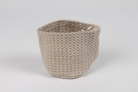 M5-000023 Cache-pot en jute ivoire D11cm H11cm