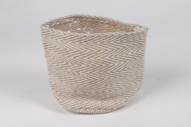 M5-000024 Cache-pot en jute ivoire D15cm H17cm