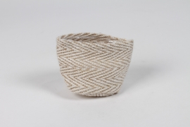 M5-000026 Cache-pot en jute ivoire D8.5cm H8.5cm