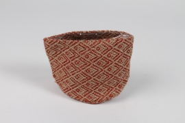 M5-000028 Cache-pot en jute rouge D11cm H11cm