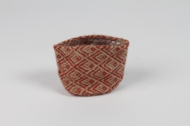 M5-000029 Cache-pot en jute rouge D8.5cm H8.5cm