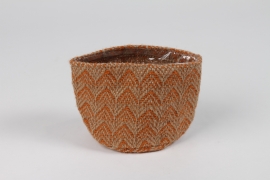 M5-000031 Cache-pot en jute orange D11cm H11cm