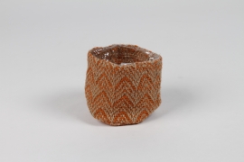 M5-000032 Cache-pot en jute orange D8.5cm H8.5cm