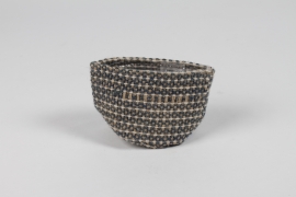 M5-000035 Cache-pot en jute bleu gris D8.5cm H8.5cm