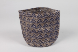 M5-000036 Blue jute planter D15cm H17cm