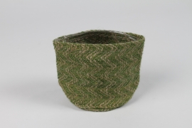 M5-000040 Cache-pot en jute vert D11cm H11cm