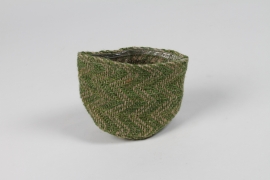 M5-000041 Cache-pot en jute vert D8.5cm H8.5cm