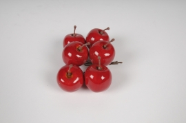 n161di Boîte de 48 pommes artificielles rouge D3.5cm