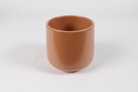 NH-000162 Cache-pot en céramique caramel mat D13cm H13,5cm